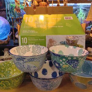 Provence Stoneware Bowls FIVE Piece Set Microwave Dishwasher Safe- NEW STYLISH!